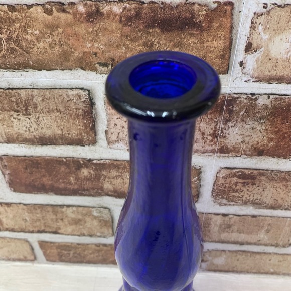 Vintage Cobalt Blue Ribbed Glass Bud Vase Genie Bottle MCM Decor - Picture 3 of 6